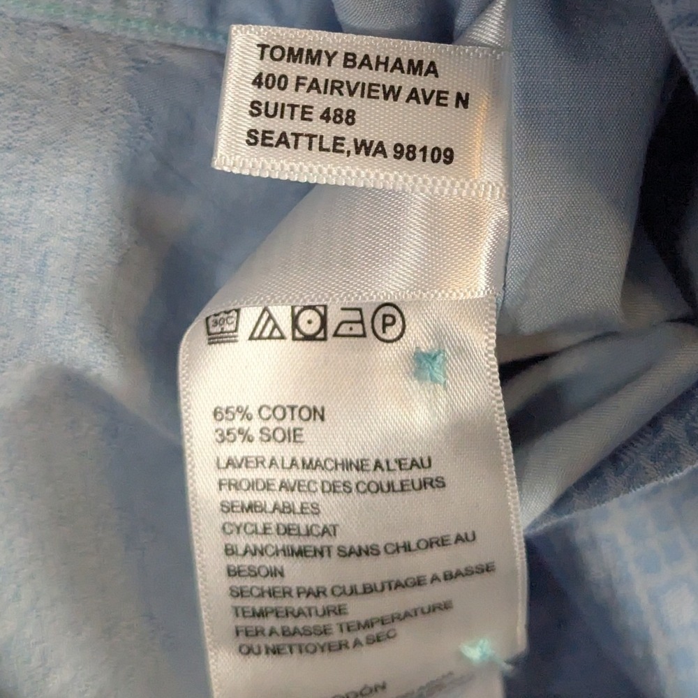 Tommy Bahama Mens Medium Ombre Casual Cotton Silk Button Down Shirt Blue Green - Picture 7 of 13